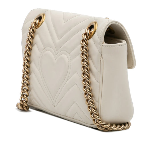 Gucci GG Marmont Matelassé – Piccola Borsa a Tracolla in Pelle Bianca - Etoilux