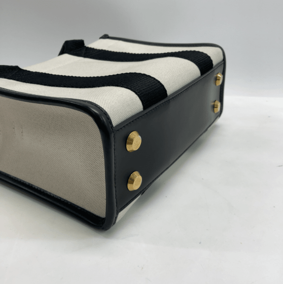 Balenciaga Hardware Small Tote Canvas Rigato Ecru/Nero - Etoilux