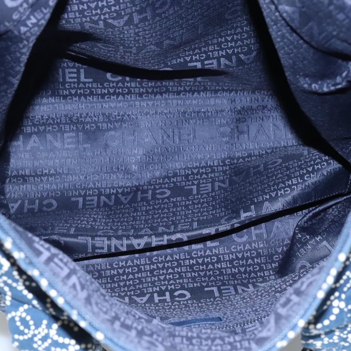 Chanel Vintage Tote Grande in Tela Stampata CC – Blu Navy - Etoilux