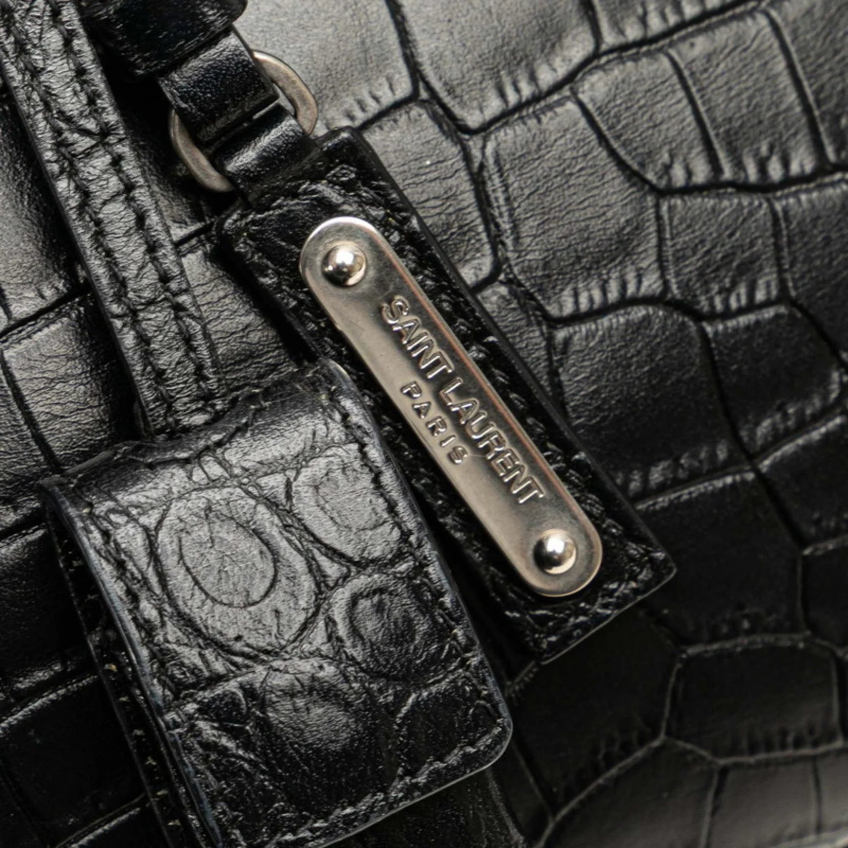 Saint Laurent Sac de Jour Nano – Pelle Nero Coccodrillo - Etoilux