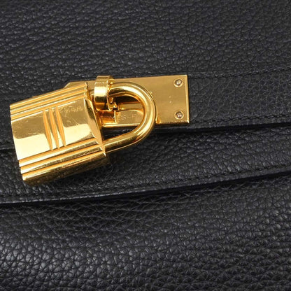Hermès Kelly 42 Élan Shoulder Togo Noir Hardware Dorato — Formato Orizzontale Raro - Etoilux