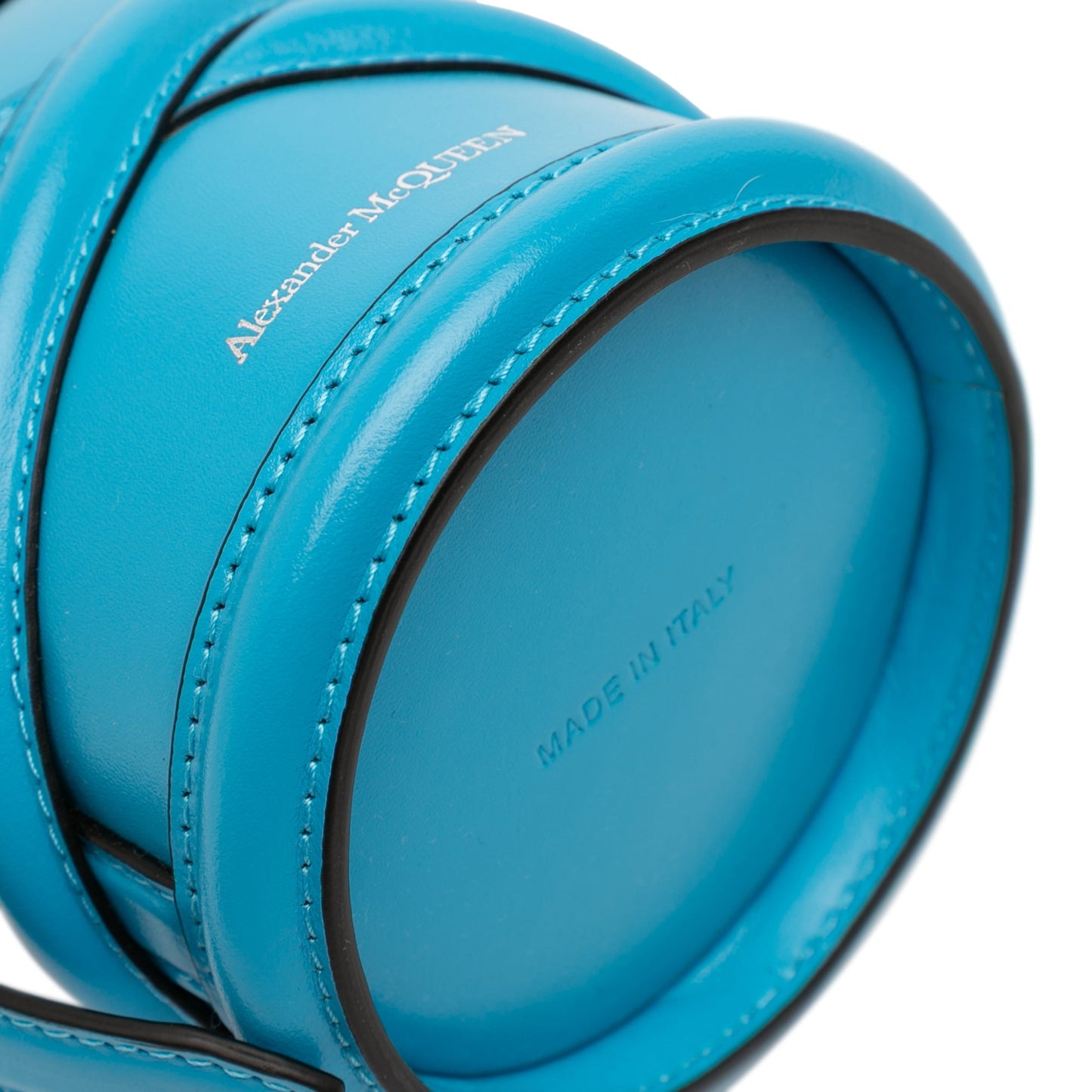 Alexander McQueen The Curve – Borsa a Secchiello in Pelle di Vitello Blu - Etoilux