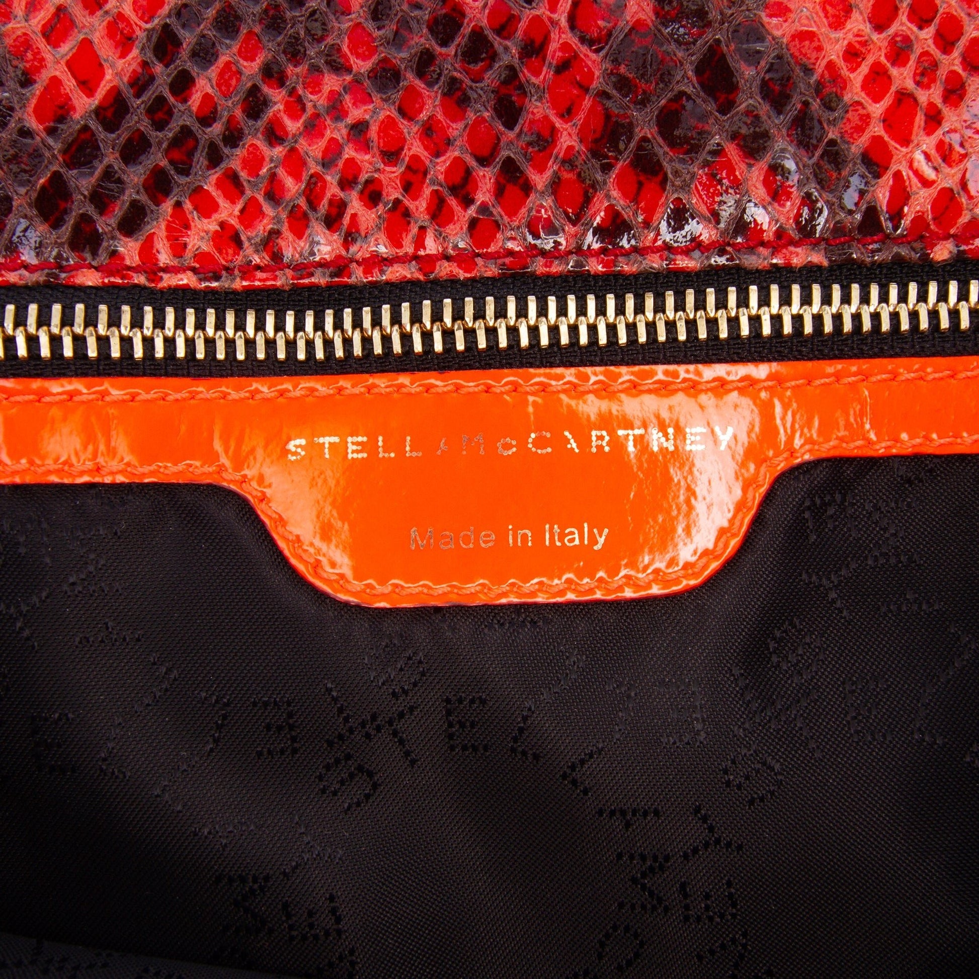 Stella McCartney Falabella – Borsa a Tracolla Pieghevole in Effetto Serpente Arancione - Etoilux