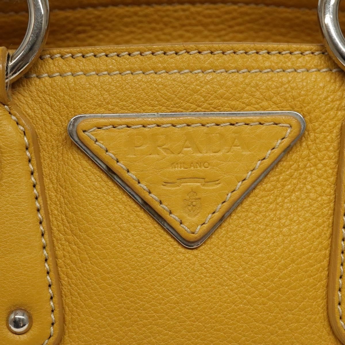 Prada Tote Vitello Daino Manici in Corda Giallo Senape – Metà anni 2000 – 22 cm - Etoilux