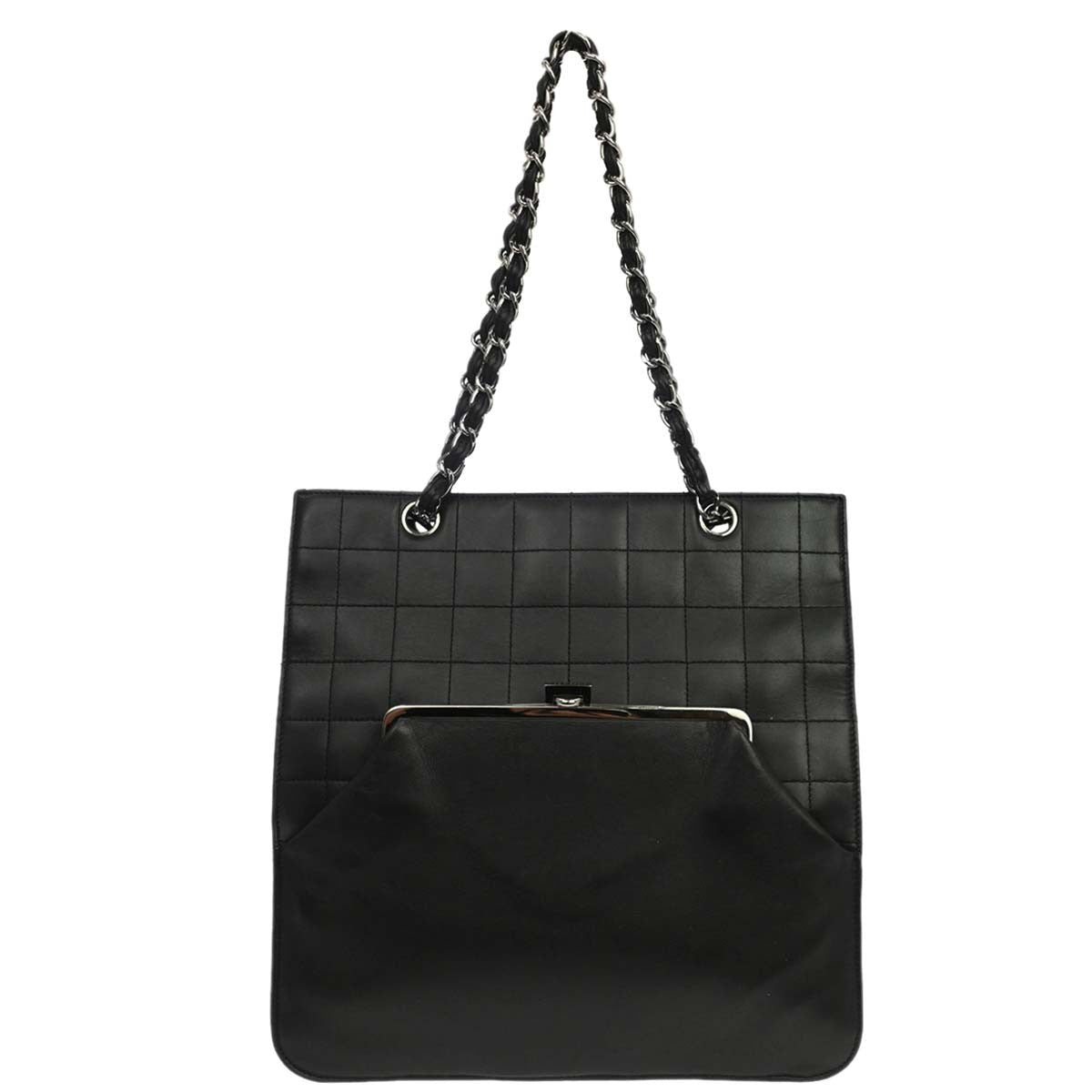 Chanel Chocolate Bar CC Tote Bag pelle nera quilted 