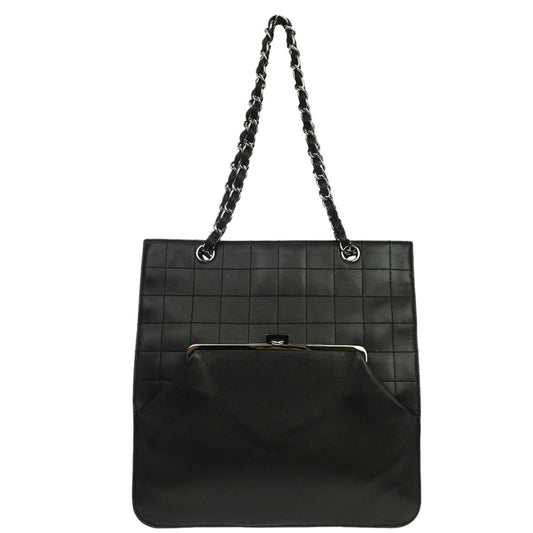 Chanel Chocolate Bar CC Tote Bag pelle nera quilted 