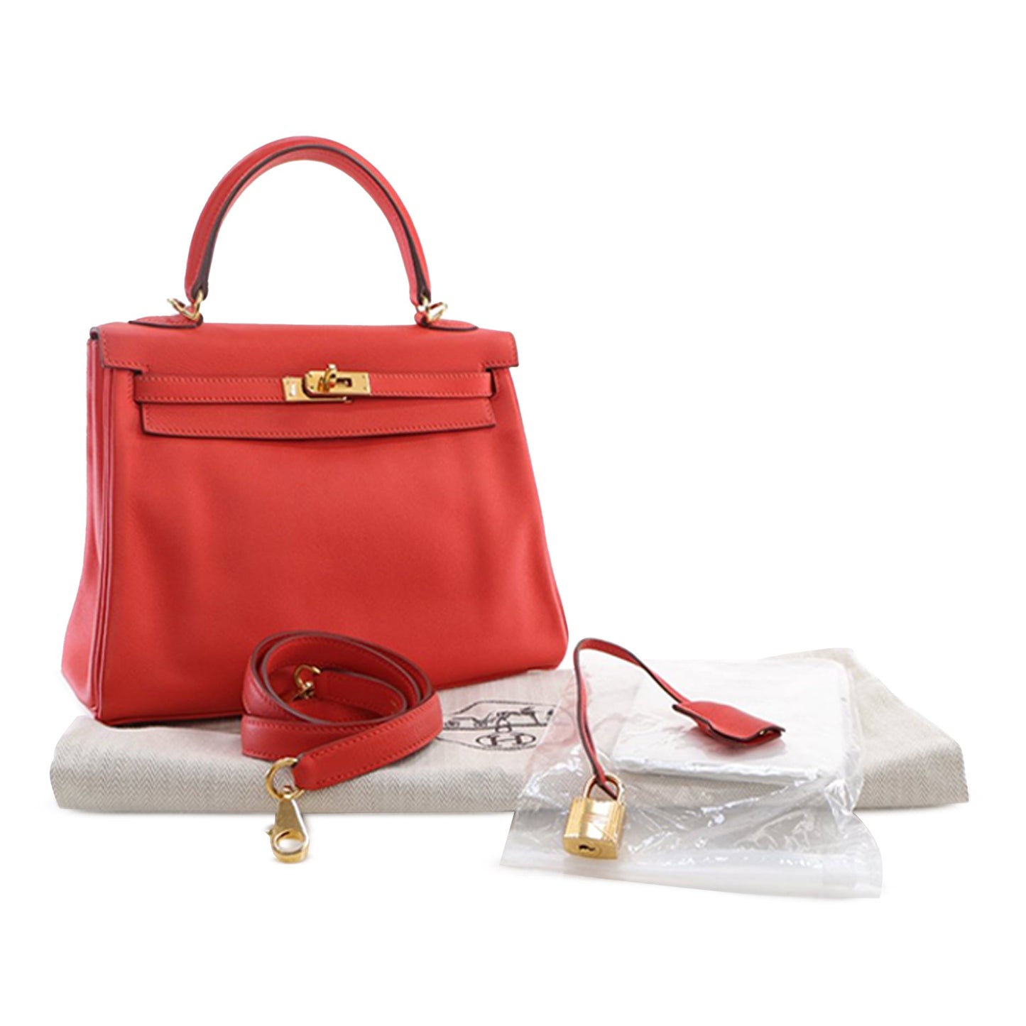 Hermès Kelly II Retourne 25 in pelle Swift Rouge Pivoine Anno 2015 – Made in France - Etoilux