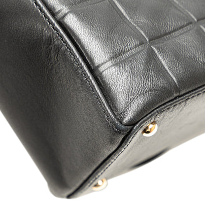 Chanel Chocolate Bar CC Shoulder Bag Pelle di Agnello Nera – 27,5 cm - Etoilux