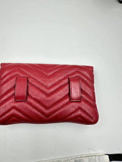 Gucci GG Marmont Multi Pochette Belt Bag Pelle Matelassé Rossa – Set 3 Pezzi - Etoilux