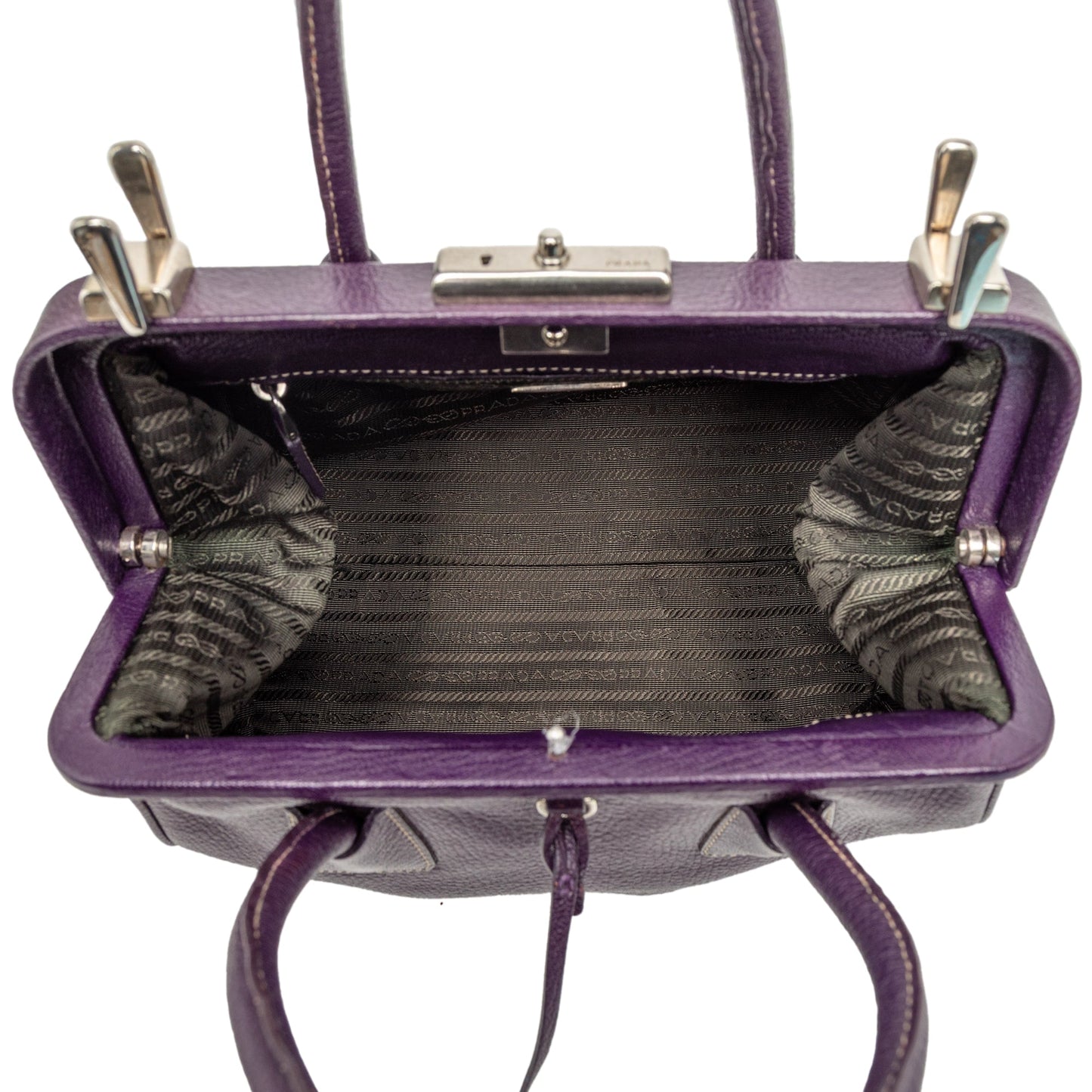 Prada Madras Cerniera Frame – Borsa da Medico in Pelle di Capra Viola (anni ’90–2000) - Etoilux