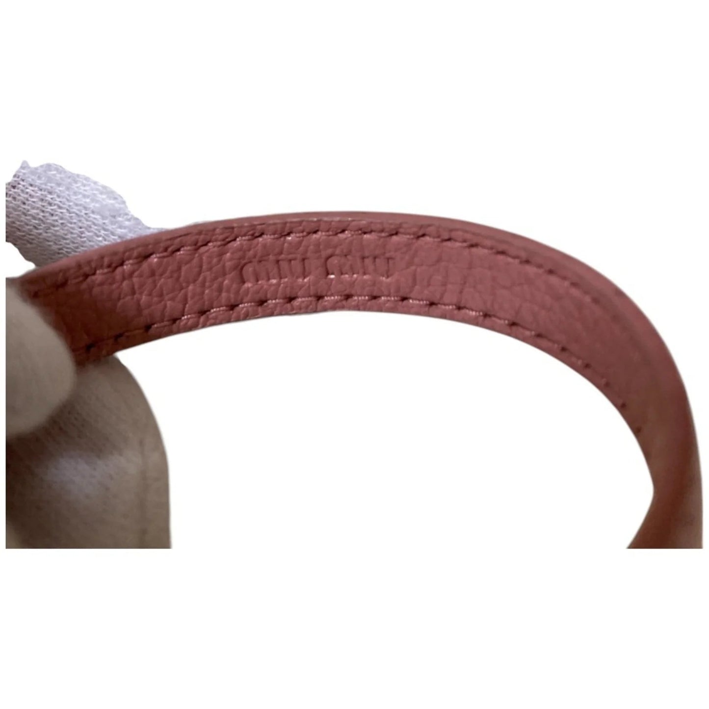 MIUMIU Bracciale rigido in pelle Madras Miu Heart Bijou rosa da donna - Etoilux