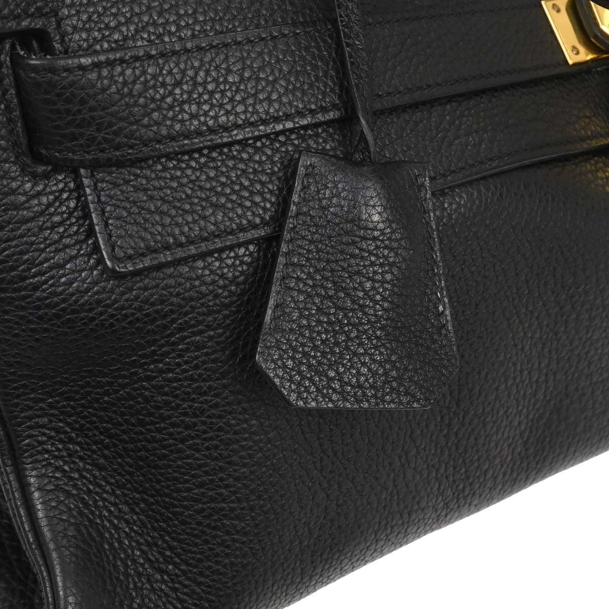 Hermès Kelly 42 Élan Shoulder Togo Noir Hardware Dorato — Formato Orizzontale Raro - Etoilux