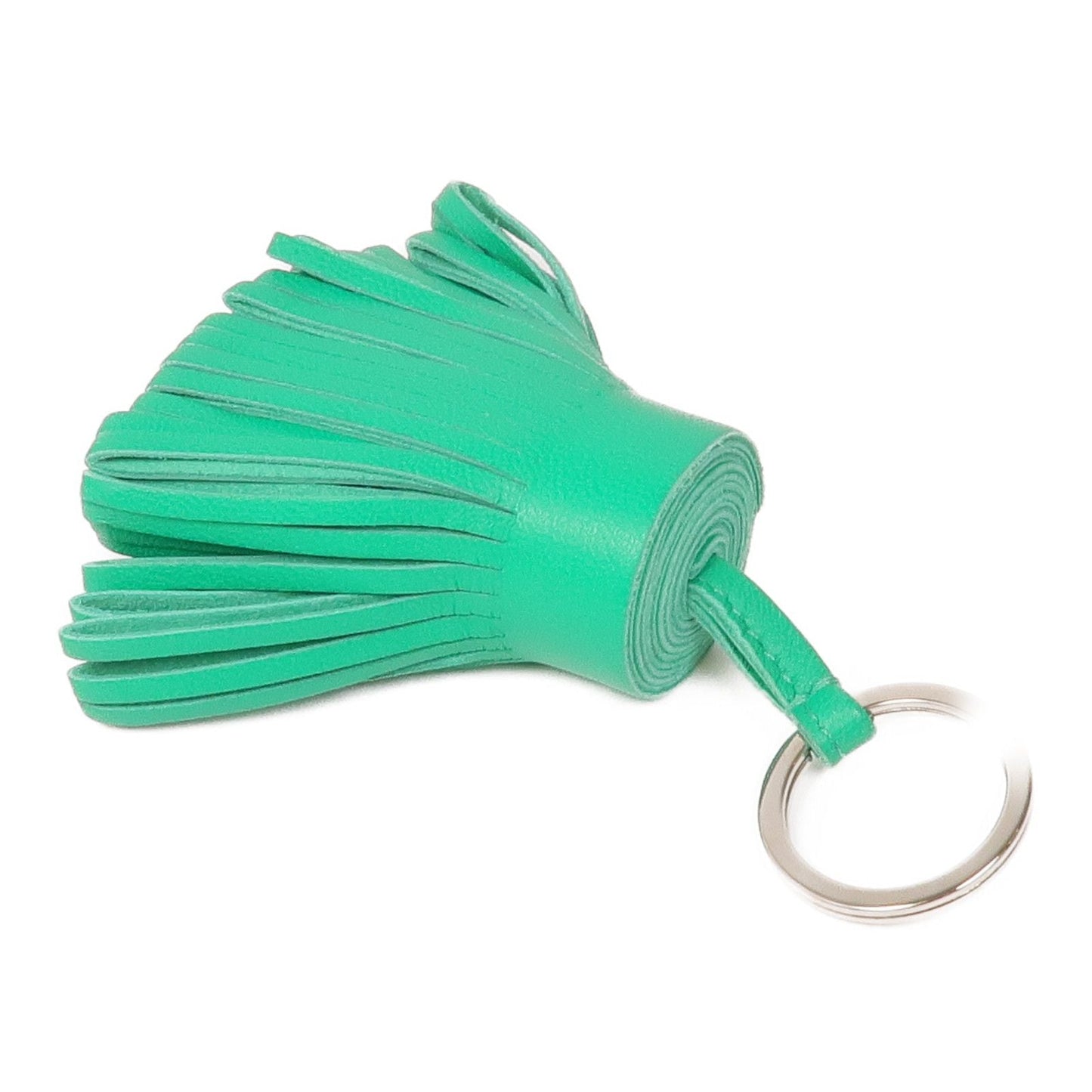 Hermès Carmen Key Ring Agnello Milo Bambou — Hardware Palladio — Scatola Originale - Etoilux