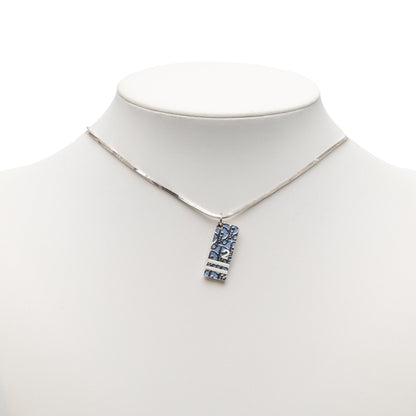 Christian Dior – Collana con Ciondolo Smalto Obliquo – Argento Placcato - Etoilux