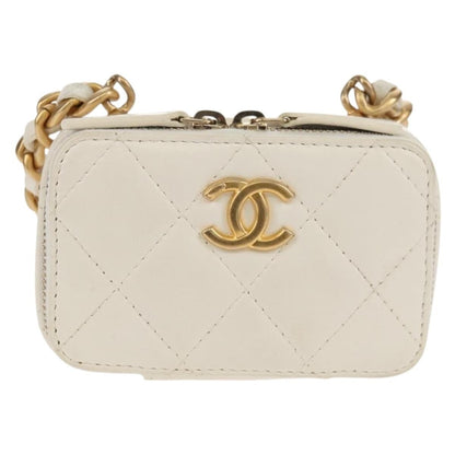 Chanel CC Zip Mini Bag Pelle di Agnello Bianco Latte – 11 cm - Etoilux