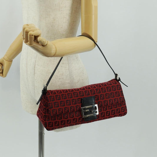 Fendi Mamma Baguette Zucchino Canvas Rosso/Nero – Misura Media - Etoilux