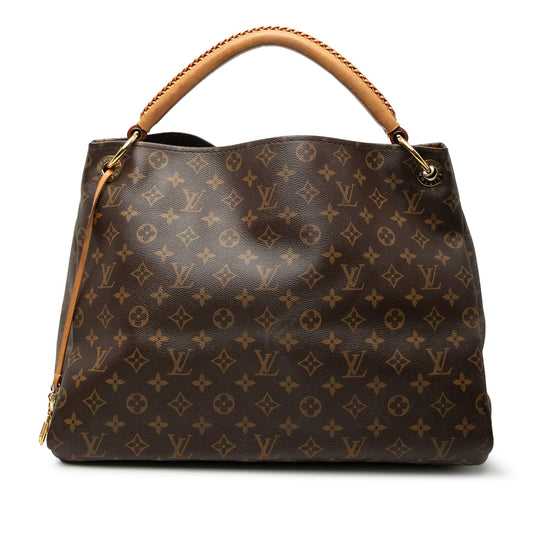 Louis Vuitton Artsy MM monogram vista frontale tre quarti con manico vachetta