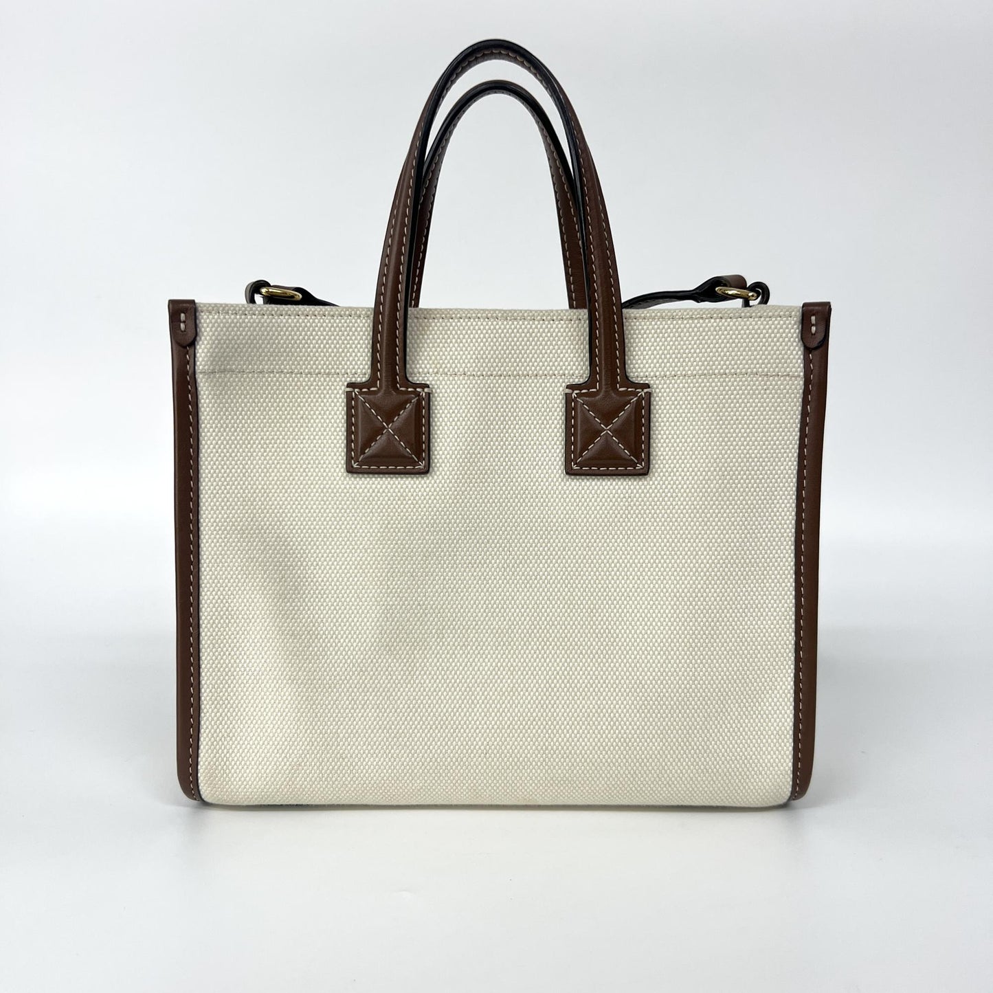 Burberry Mini Freya Tote in Tela e Pelle – Naturale/Marrone – 22 cm - Etoilux