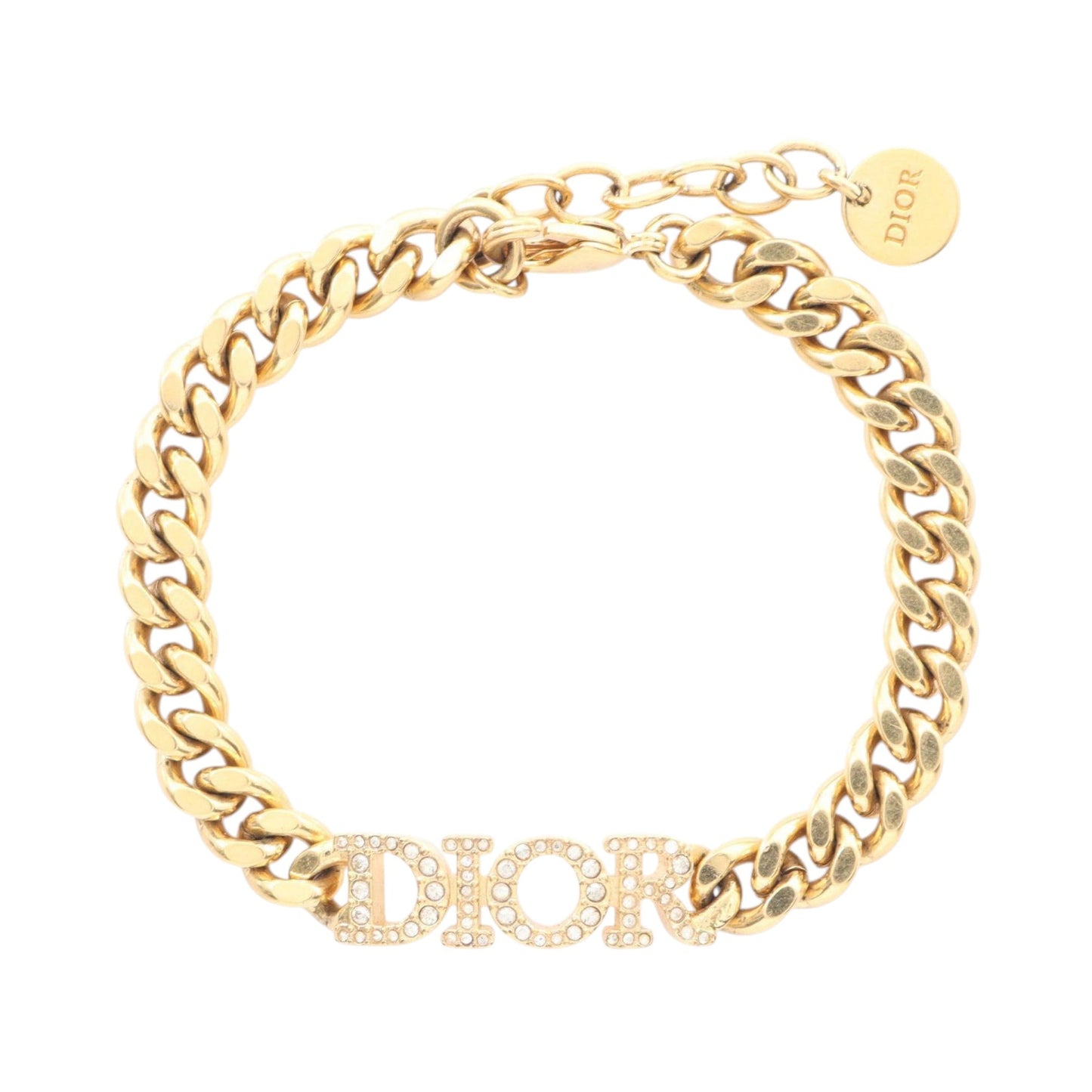 Dior – Bracciale Dior Revolution in metallo dorato con strass – Misura 18 cm - Etoilux