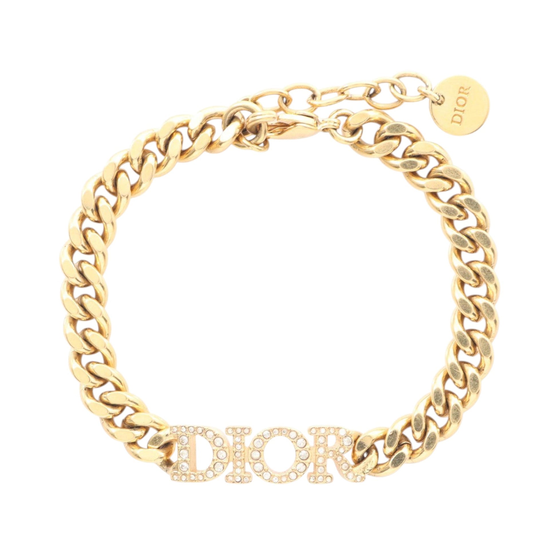Dior – Bracciale Dior Revolution in metallo dorato con strass – Misura 18 cm - Etoilux