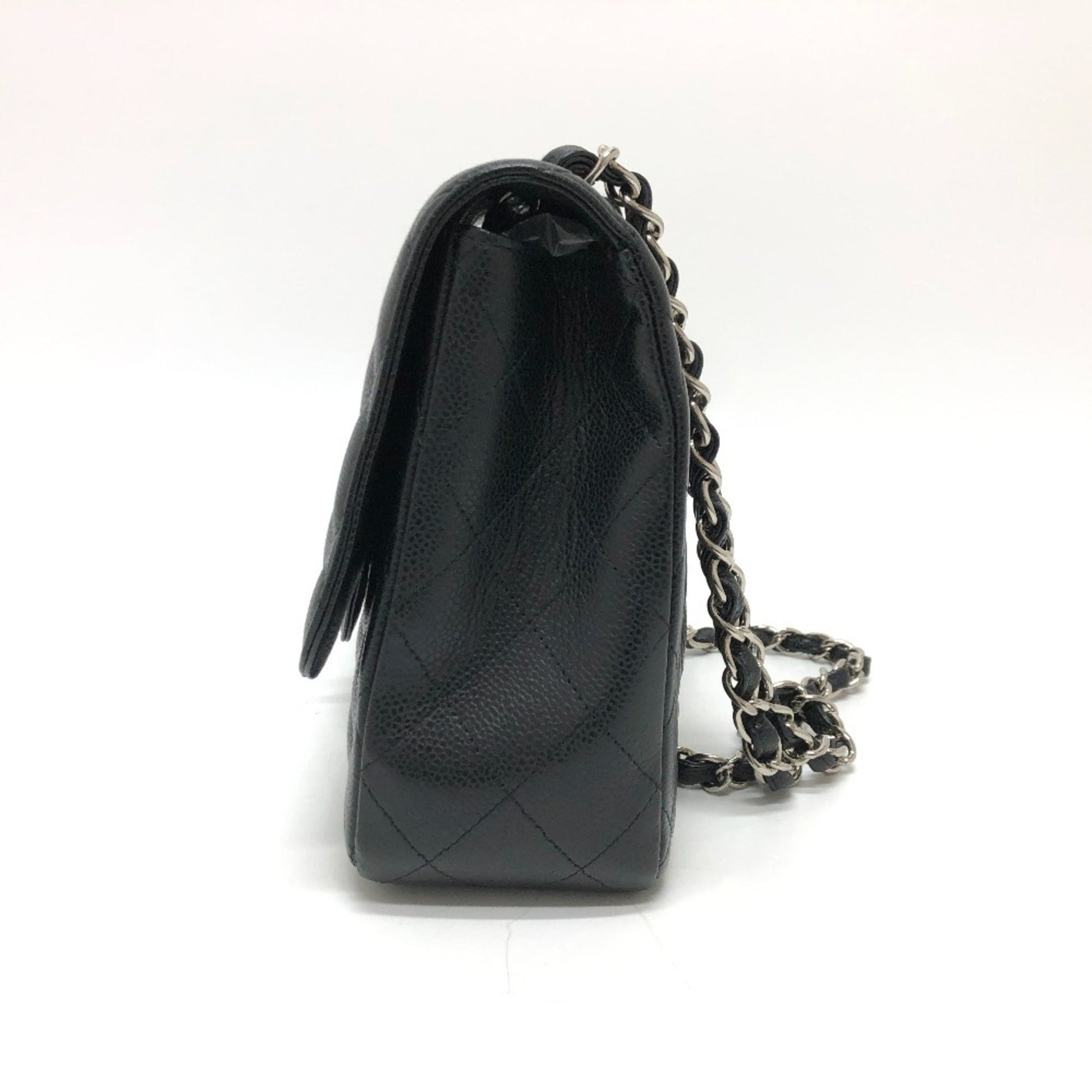 Chanel Jumbo Classic Flap in Caviar Nero con Hardware Argento - Etoilux