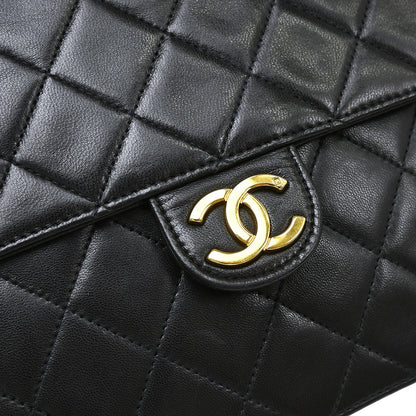 Chanel Vintage Square CC Flap Pelle Agnello Nera Anni '90 – 22 cm - Etoilux