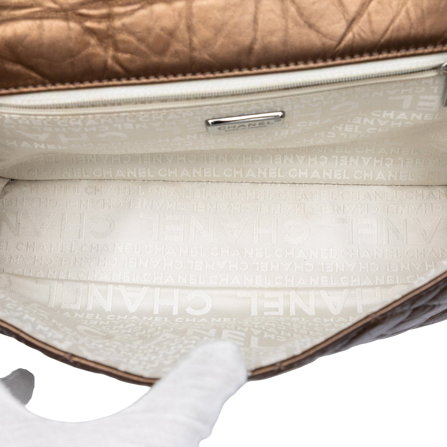 Chanel Flap Bag Pelle Metallizzata Bronzo con Logo Ovale — Serie 10723094, 2005/2006 - Etoilux