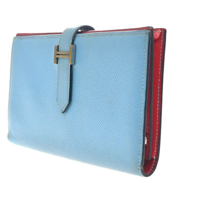 Hermès Béarn Soufflet – Pelle Epsom Bicolore – Blue Céleste / Rouge Tomate – Anno 2000 - Etoilux