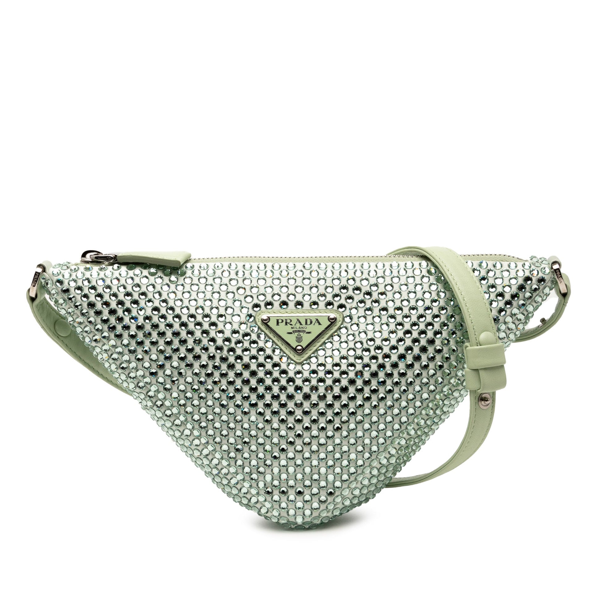 Prada Crystal Mini Triangle Bag Verde Menta Raso – Etoilux