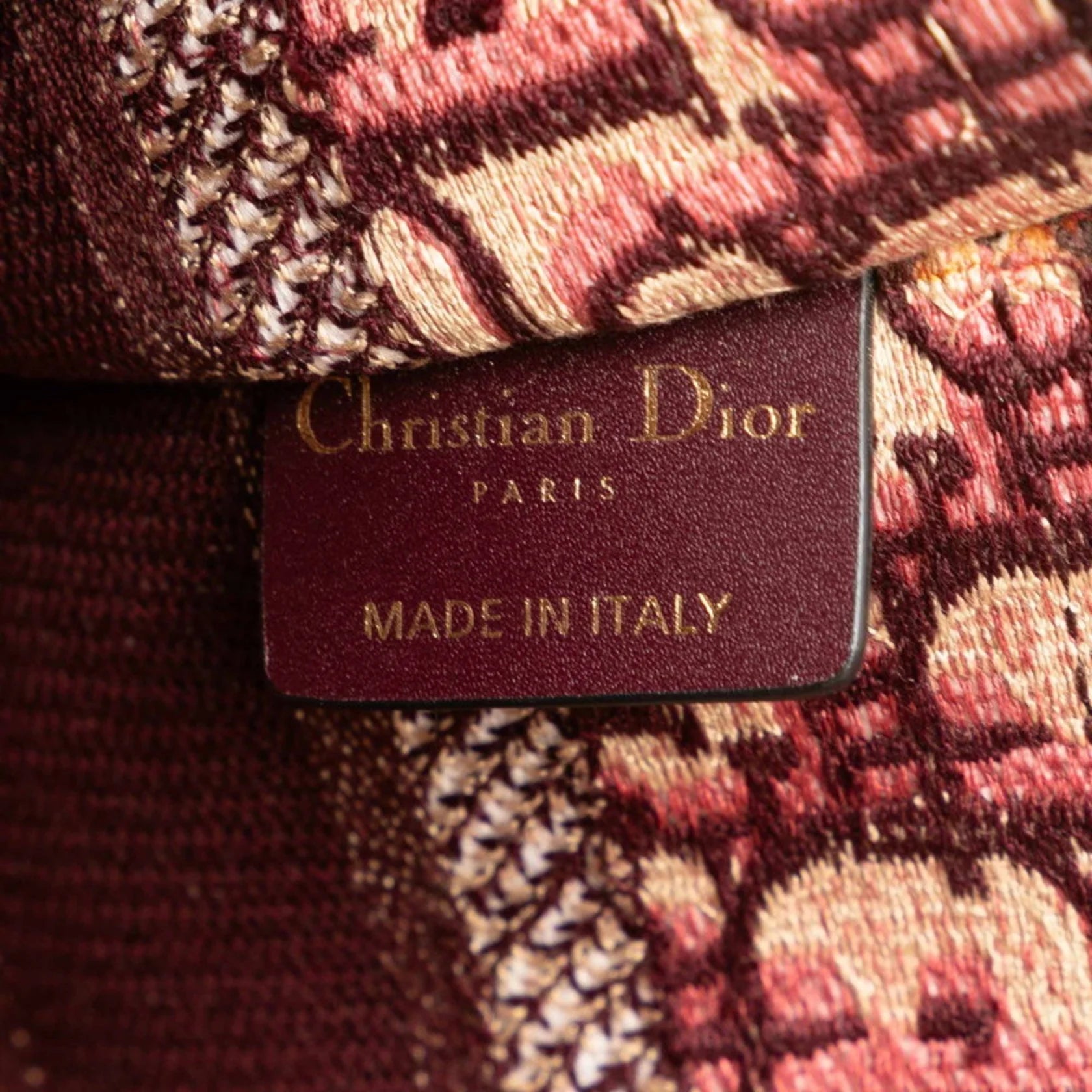 Christian Dior Borsa a mano Christian Dior Dior Lady Oblique Embroidery Mini Book Tote Bag Borsa a mano in tela rosso vino beige da donna - Etoilux