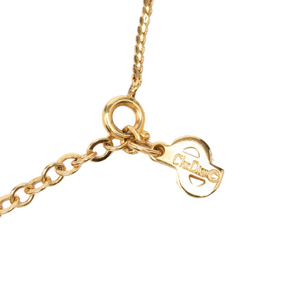 Christian Dior Vintage Collana Pendente CD Logo Cristallo Marquise Placcato Oro – 44 cm - Etoilux