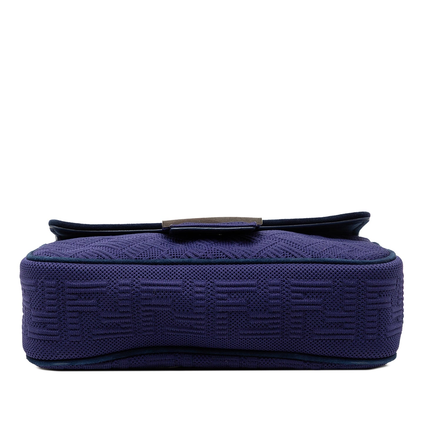 Fendi Baguette Chain Midi Tessuto Zucca in Rilievo Blu Navy – 22 cm - Etoilux