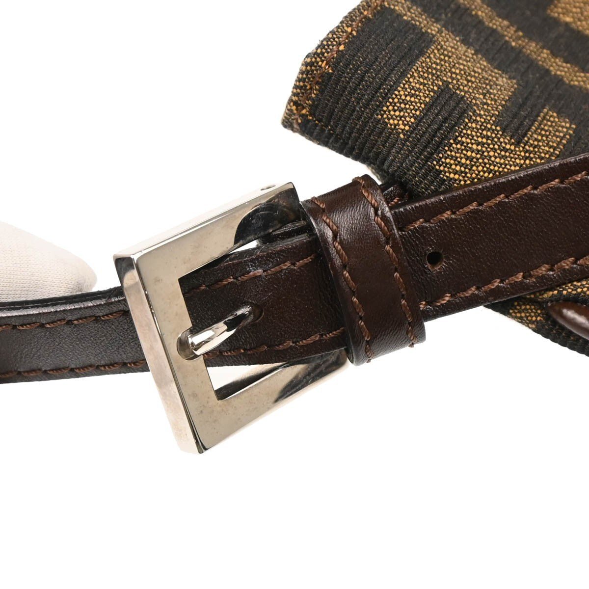 Fendi – Baguette Pochette in Tela FF Zucca Marrone - Etoilux