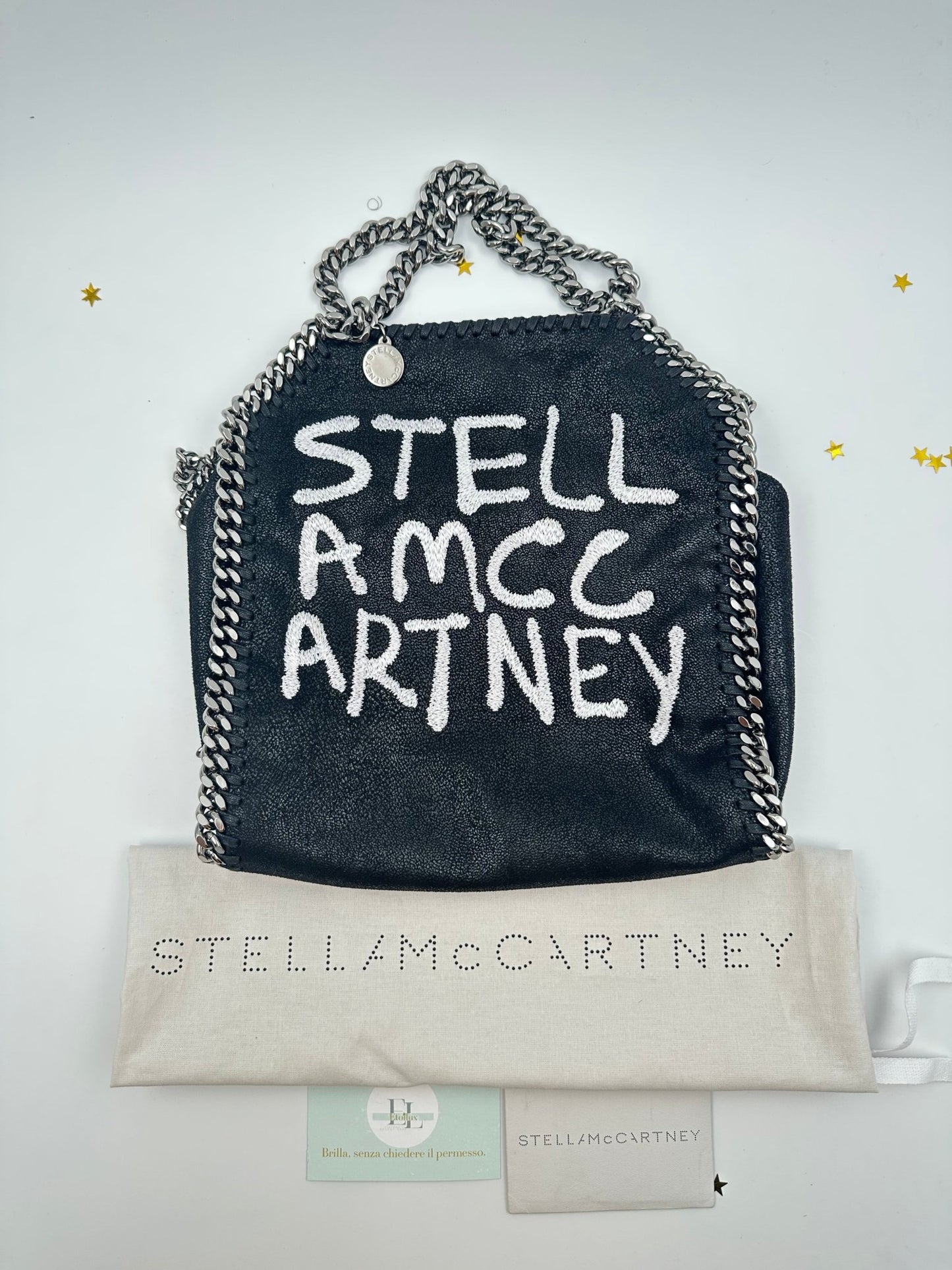 Stella McCartney Falabella Mini Graffiti Logo – Nero - Etoilux