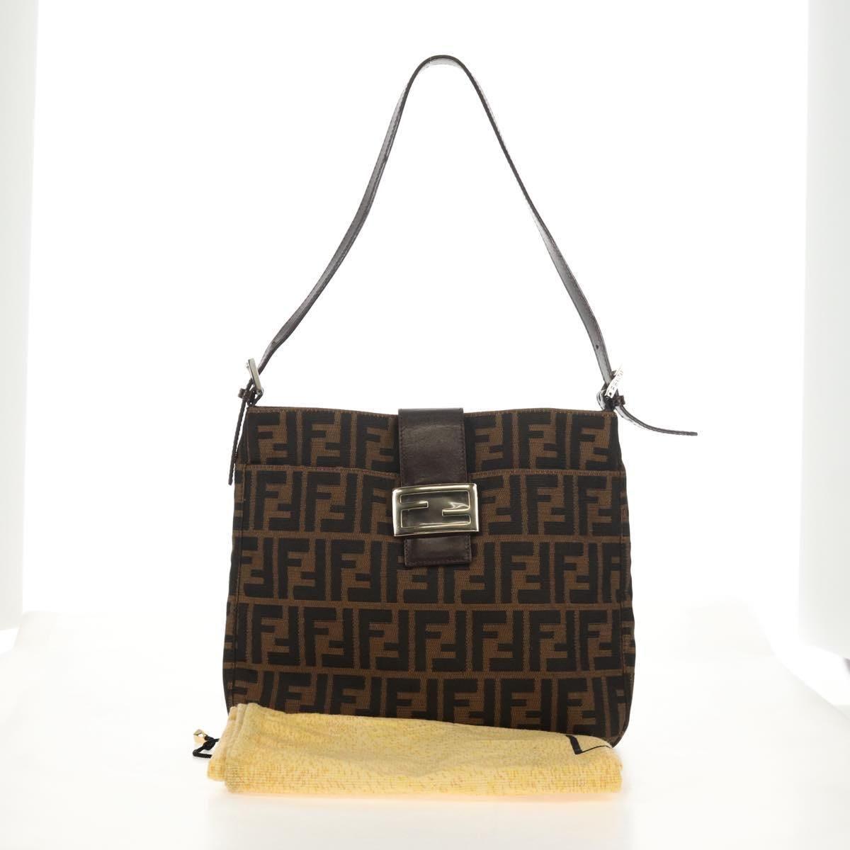 Fendi Mamma Baguette Zucca Canvas Marrone Nero – Shoulder Bag Vintage Iconica - Etoilux