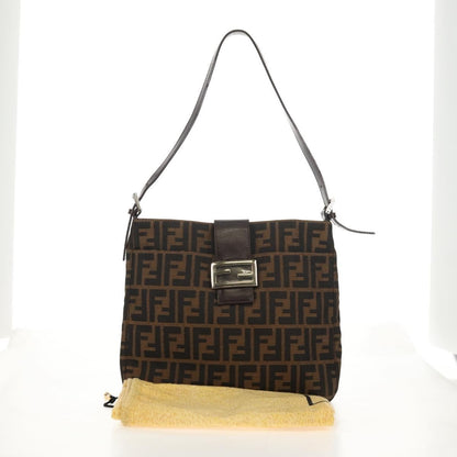 Fendi Mamma Baguette Zucca Canvas Marrone Nero – Shoulder Bag Vintage Iconica - Etoilux