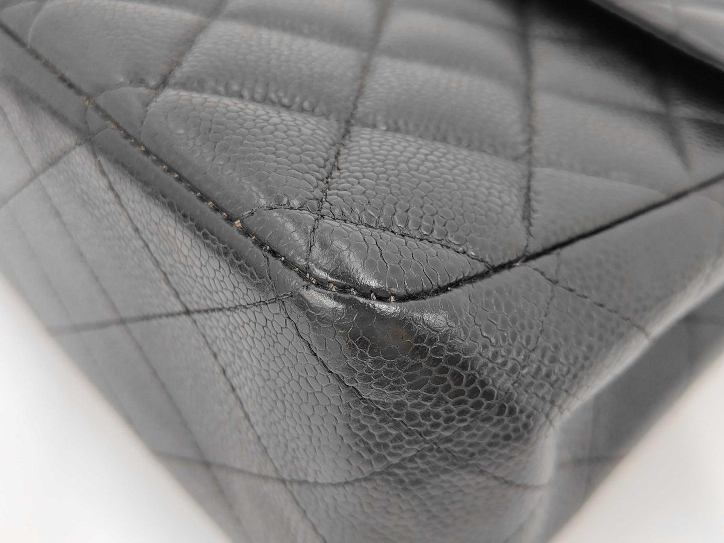 hanel Classic Flap Jumbo Single Flap — Pelle Caviar Nera, Hardware Silver — circa 2002–2003 · 30 cm - Etoilux
