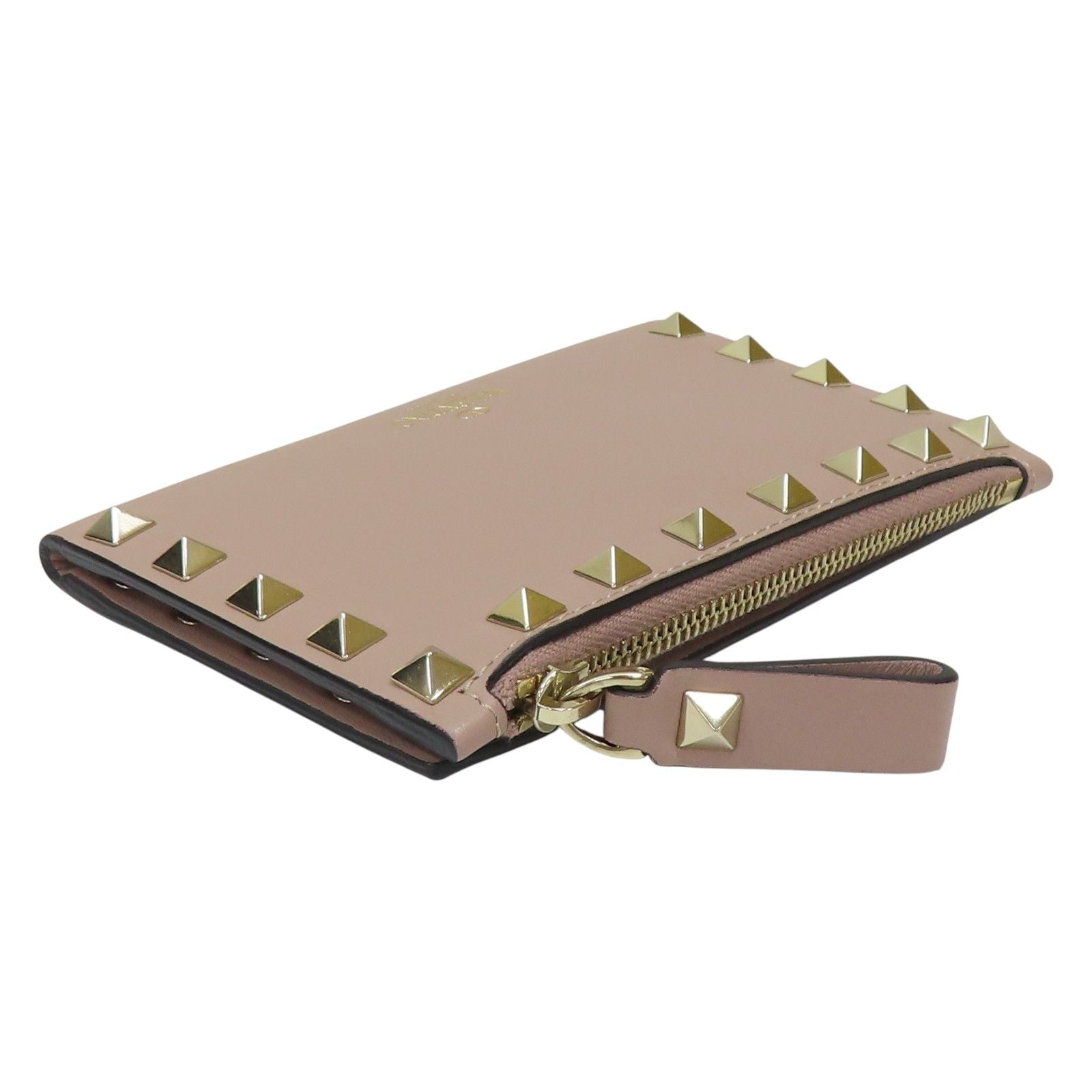 Valentino Garavani Rockstud Compact Wallet Pelle di Vitello Rosa Cipria - Etoilux