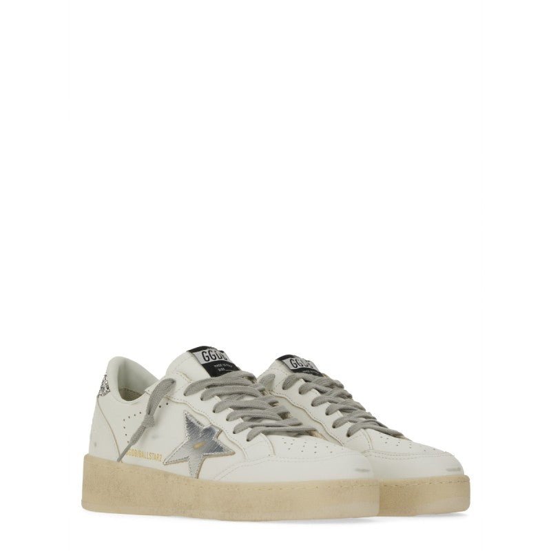 Golden Goose – Ball Star 2 Sneaker in Pelle Bianca con Stella Argento e Dettagli Glitter – Donna – FW25 - Etoilux