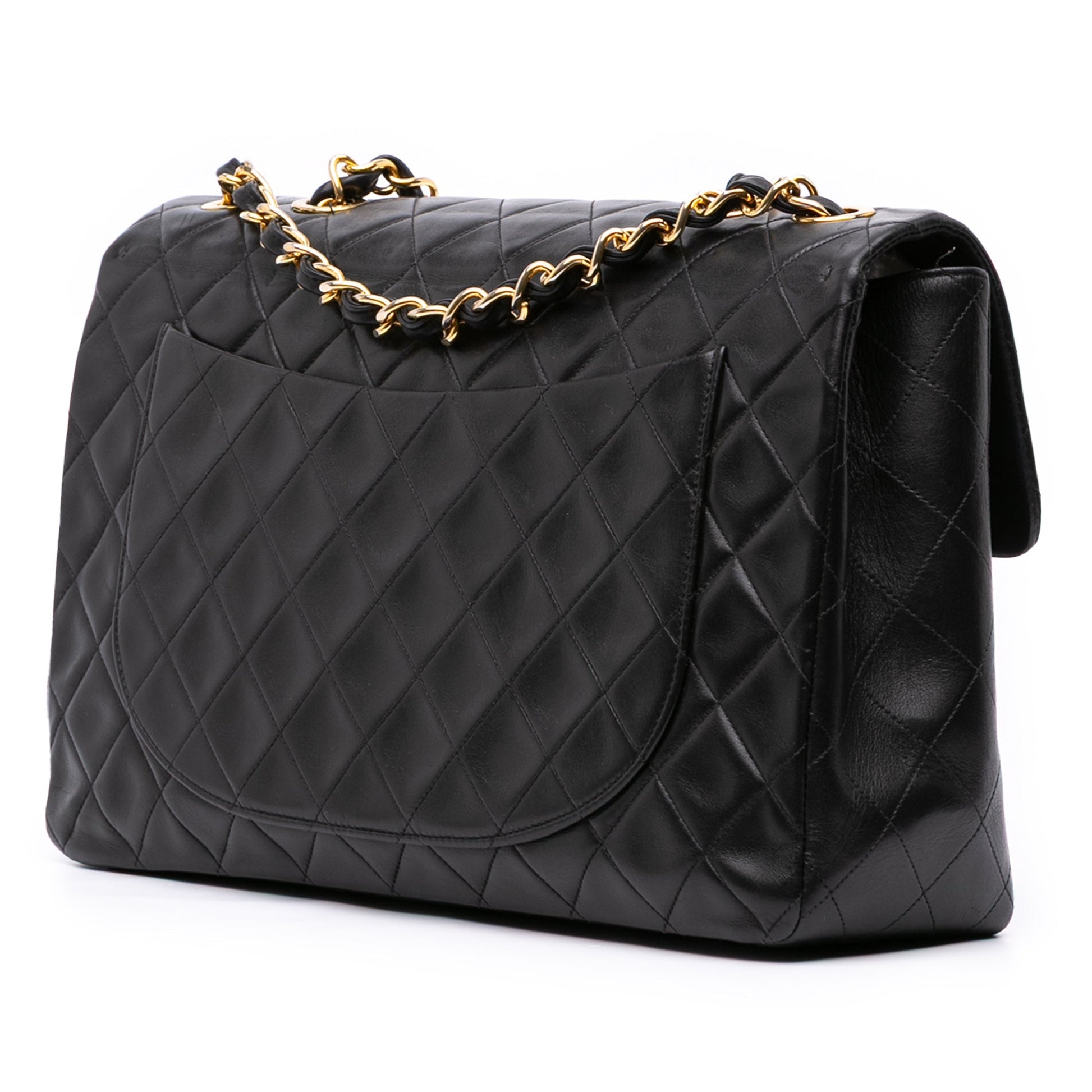 Chanel Maxi XL Single Flap in Pelle di Agnello – Nero (1994 - 1996) - Etoilux
