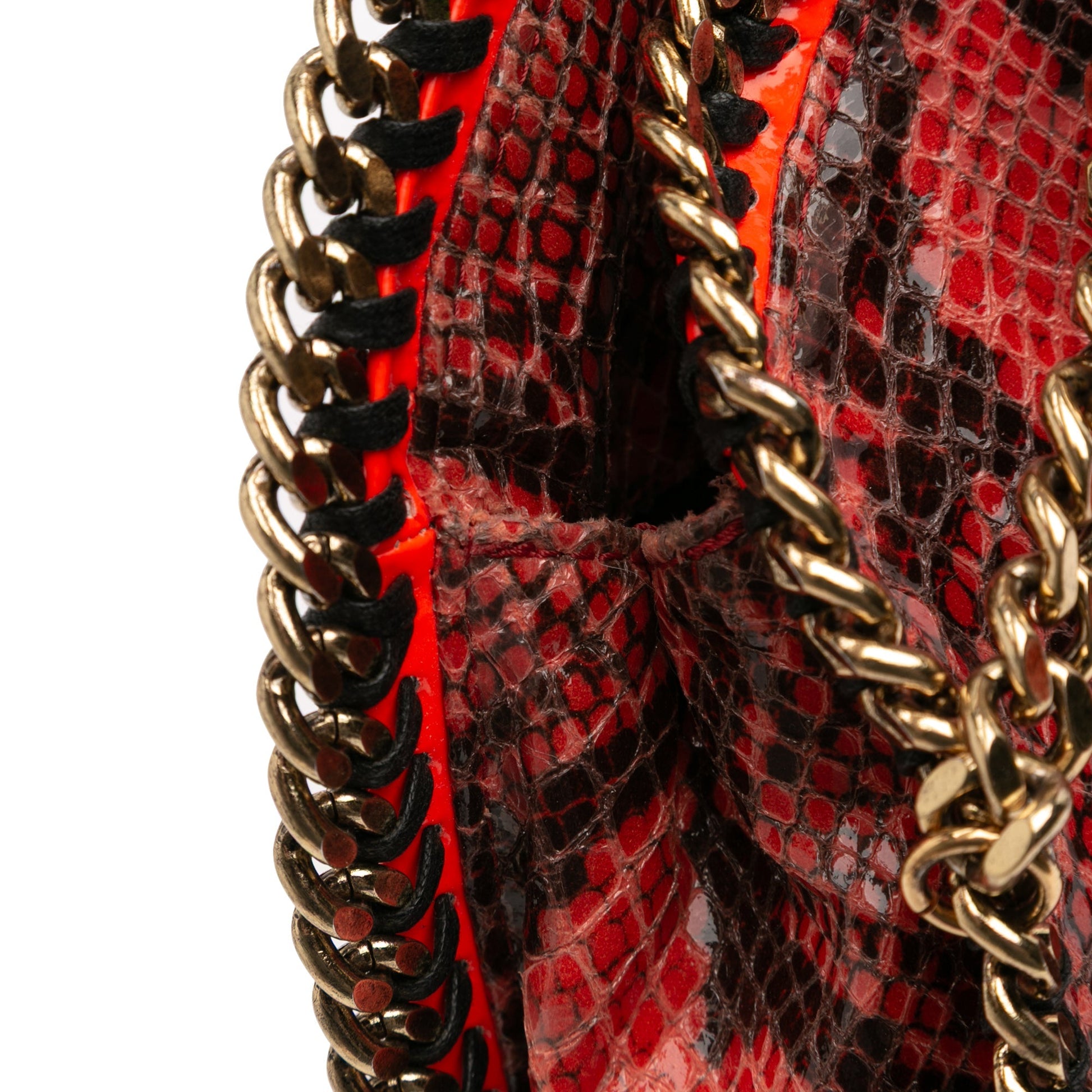 Stella McCartney Falabella – Borsa a Tracolla Pieghevole in Effetto Serpente Arancione - Etoilux