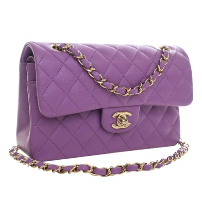 Chanel Classic Flap Pelle Caviar Viola Medium – 22 cm - Etoilux