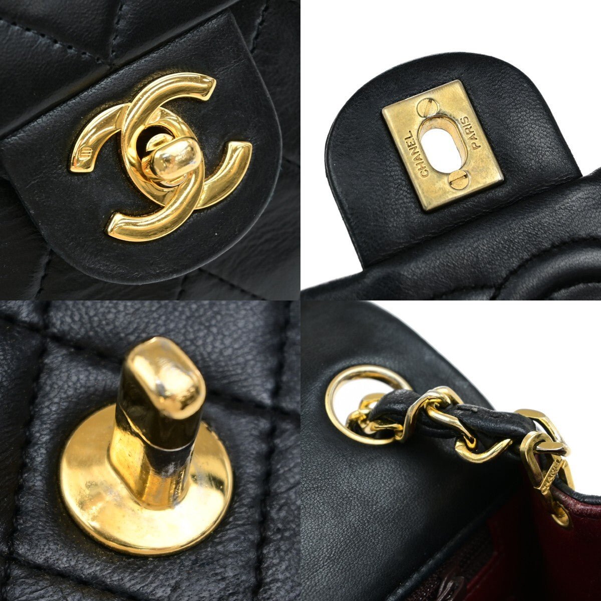 Chanel Vintage Mini Classic Flap Agnello Nero Hardware Oro – 17 cm - Etoilux