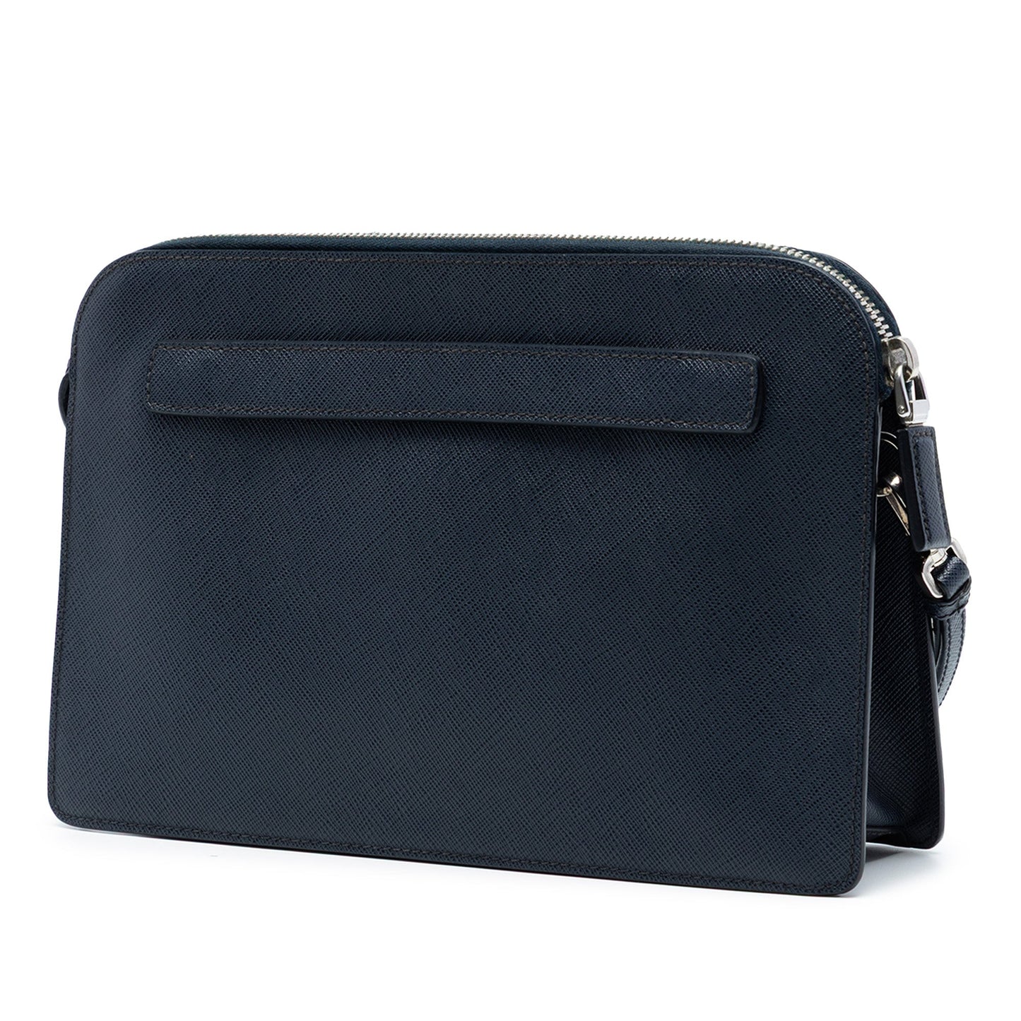 Prada Pochette Saffiano Blu Navy con Polsino – 26,5 cm - Etoilux