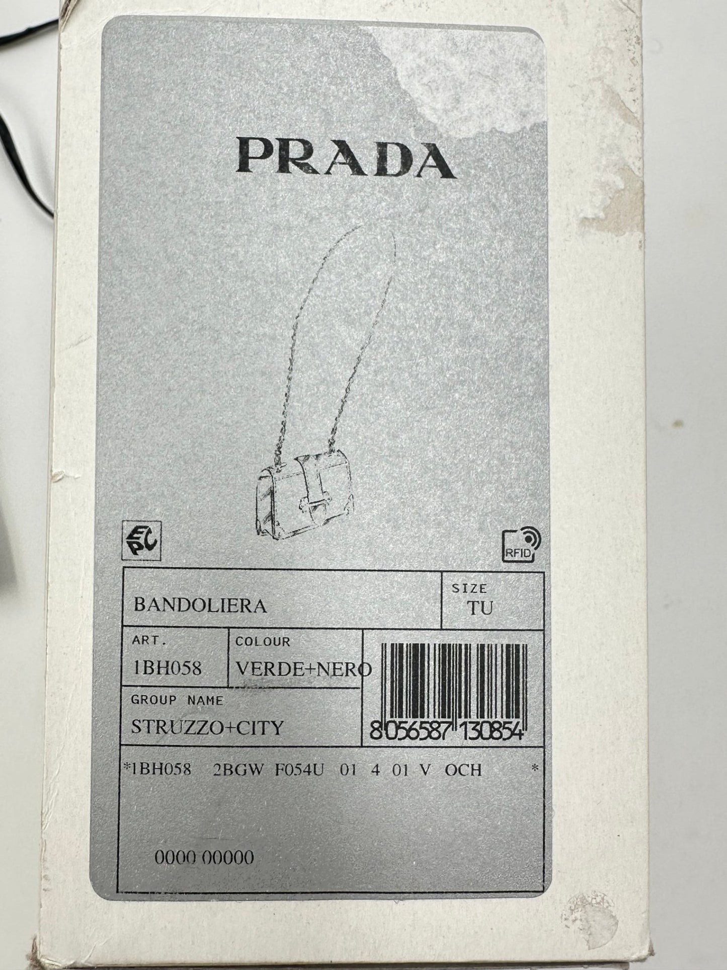 Prada Bandoliera 1BH058 Struzzo + City Verde + Nero – Hardware Oro – Full Set - Etoilux