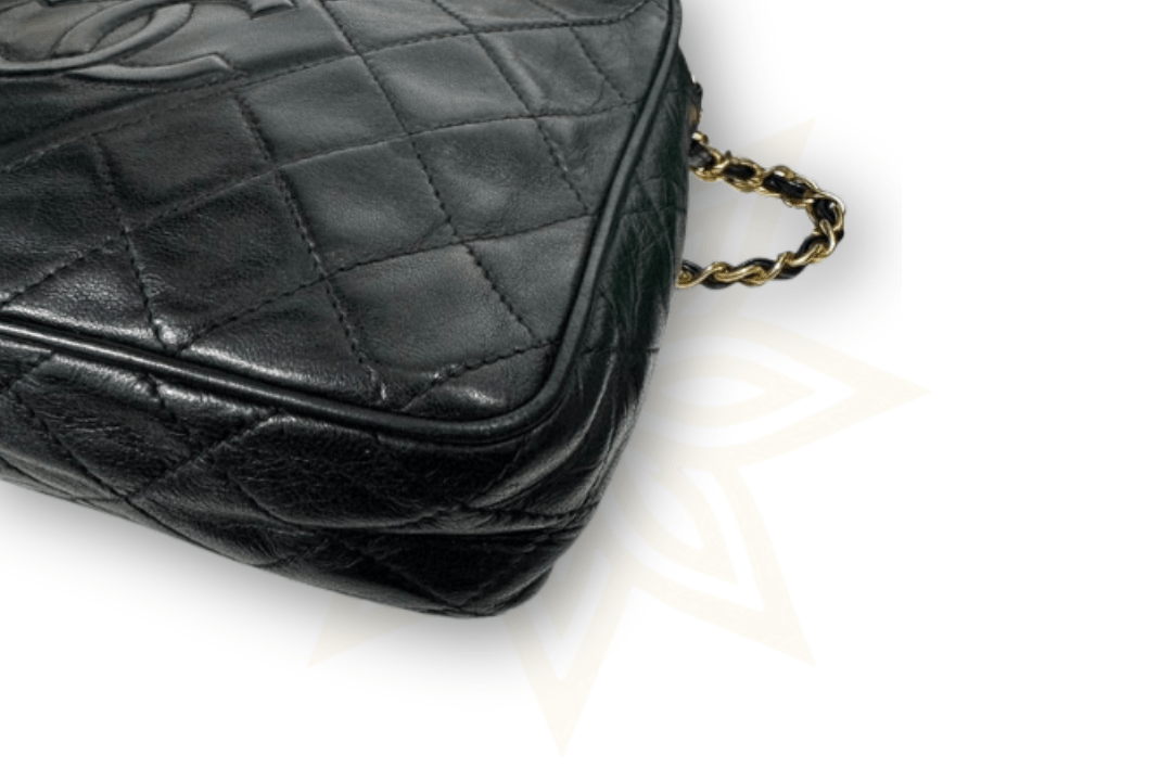 Chanel Camera Bag in pelle nera trapuntata – Vintage anni ‘80/’90 - Etoilux