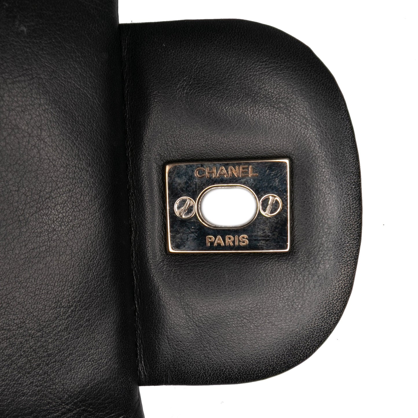 Chanel – Maxi Classic Chevron Patent Single Flap in pelle verniciata nera - Etoilux