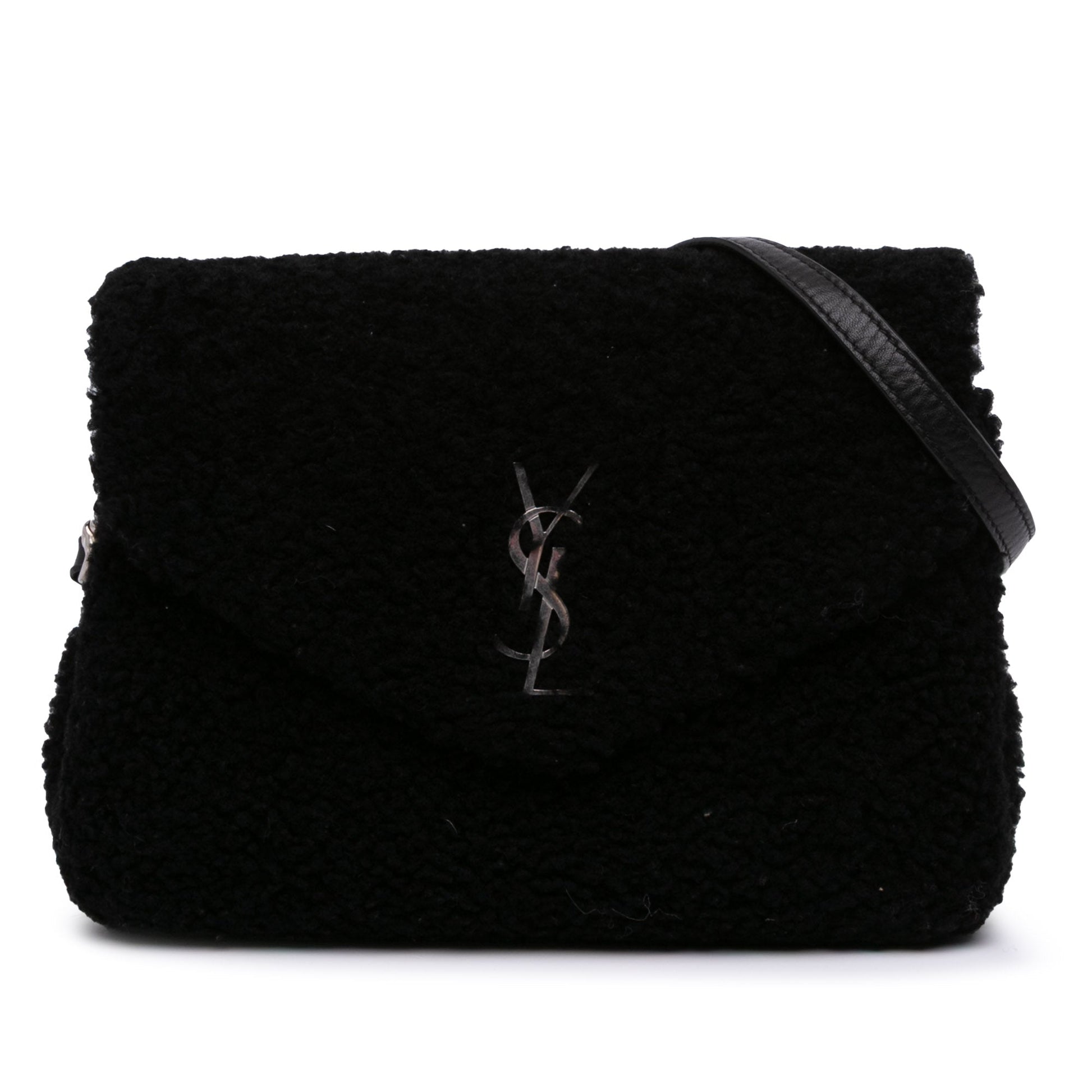 Saint Laurent – Borsa a Tracolla in Shearling Nero – 2018 - Etoilux