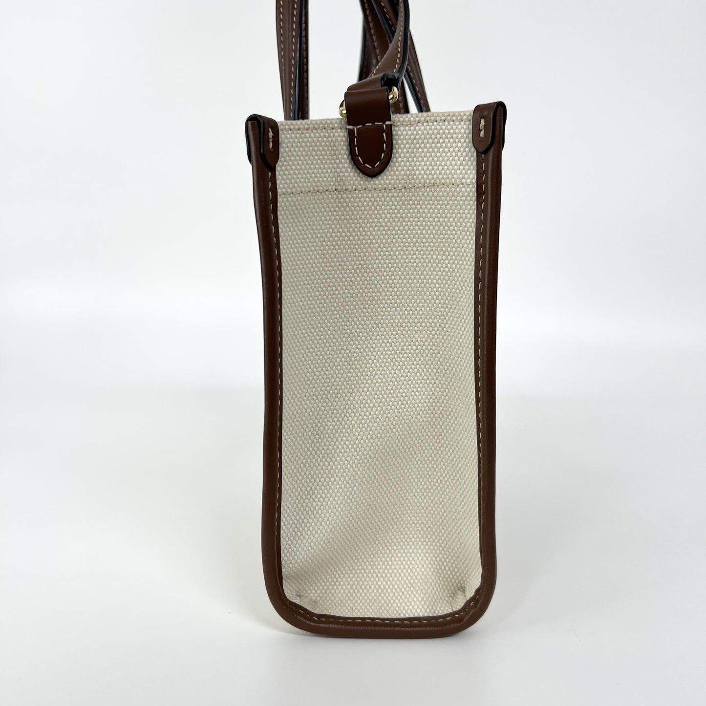 Burberry Mini Freya Tote in Tela e Pelle – Naturale/Marrone – 22 cm - Etoilux