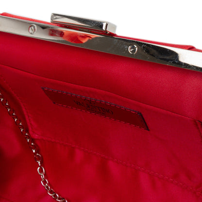 Valentino Garavani Pochette in Raso Rosso – Cornice Perle e Cristalli | Con Sacchetto - Etoilux